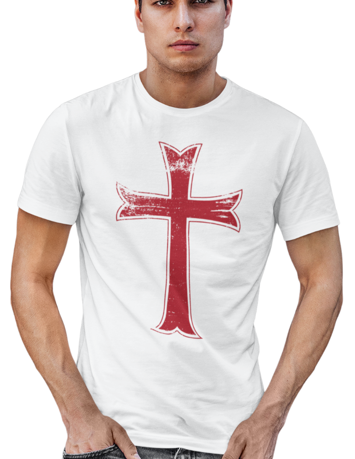 Cross Crusader Knights Templar T-Shirt Distressed Top Tee Cross Crusader Knights Templar T-Shirt Distressed Top Tee