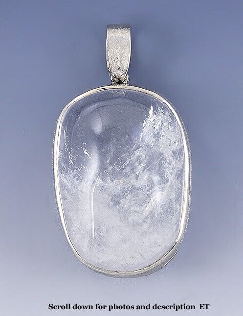 Lovely Icy Snowy 14K White Gold and Quartz Pendant - image 1