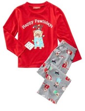 FAMILY PAJAMAS Big Kids' Happy Pawlidays Pajama Set sz S Small 6-7 