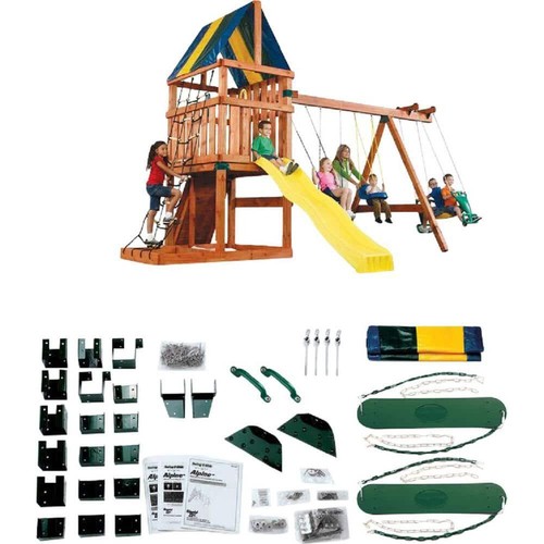 DIY Alpine Custom Outdoor Playset Hardware Kit With Backyard Swing Set (Lumber