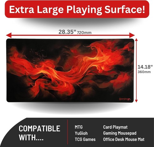 GMC Einzelspieler - 28" x 14" Flammen TCG Spielmatte & Gaming Mauspad - Bild 2 von 9