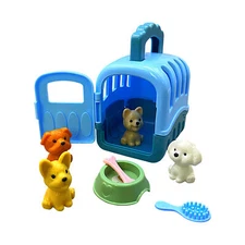 Pet Care Toys 8 PCS Pet Role Play with Cage Cat Feeding Grooming Toy for Kids