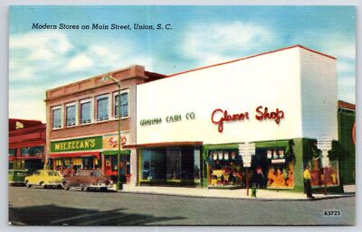 Modern Stores Main St. Union South Carolina SC Galmor Shop Graham Co. Postcard