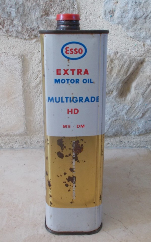 Vintage ESSO EXTRA Motor Oil can auto old vintage France petroleum