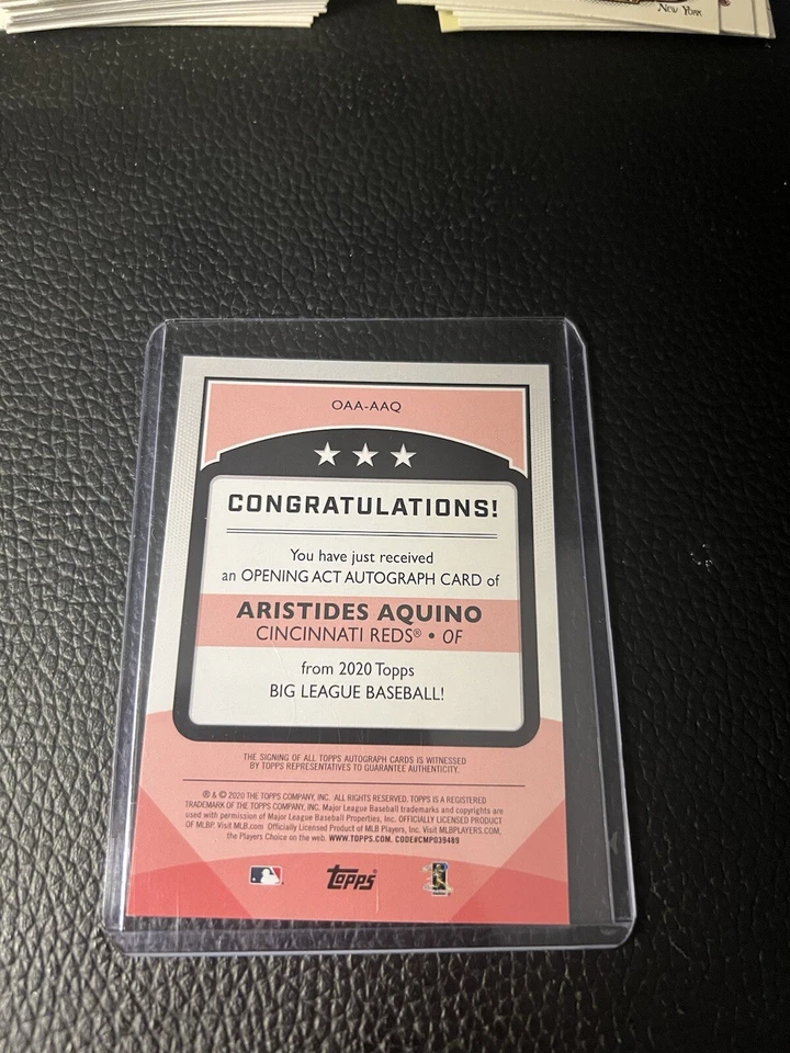 2020 Topps Big League - Opening Act Autographs #OAA-AAQ Aristides Aquino (AU, RC - Image 2 of 2