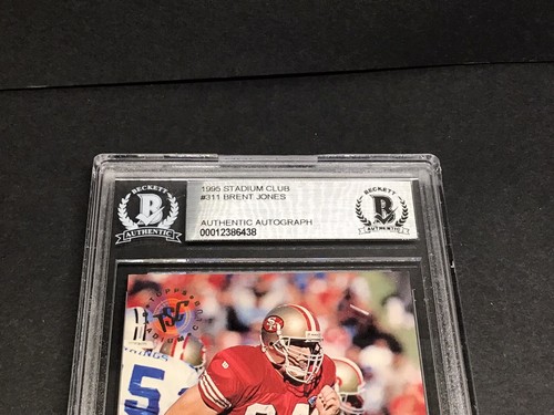 Brent Jones Signed 1995 Stadium Club Card #311 49ers Auto Beckett BAS COA 1A - Picture 3 of 4