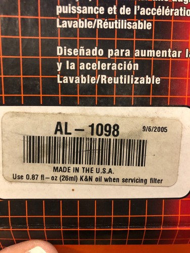 K&N High Flow Air Filter AL-1098 - Picture 2 of 3