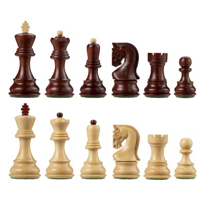 Bobby Fischer Zagreb Chess Pieces, Redwood and Boxwood