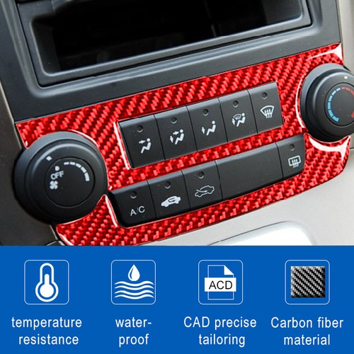 Red Air-con Climate Trim Cover Decor Carbon Fiber For Honda CR-V CRV 2007-2011 - Picture 8 of 12