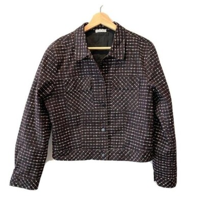 Tomas Maier RARE Women s Jacket Cotton NWOT Geometric Button Down Collared SZ 10