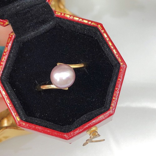 Anillo de perlas cultivadas Akoya 18K GP talla ajustable para mujer 7-8 mm AAA+ - Imagen 14 de 14