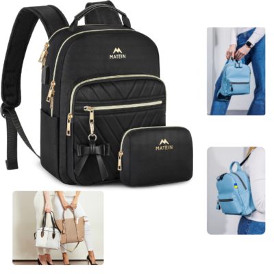 MATEIN Rucksack Damen Klein, Elegant Schulrucksack Geldbeutel Set - Main Image