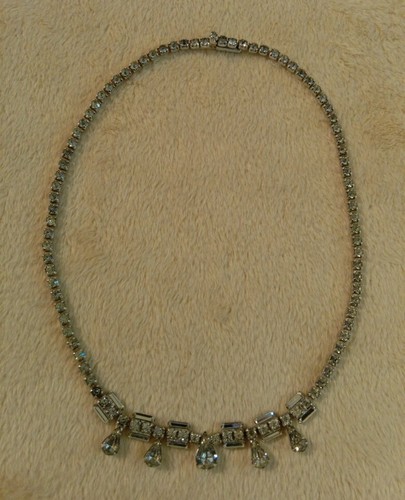 Clear Rhinestone Special Occasion Necklace Bridal Formal Jewelry Vintage