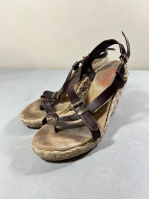 Kors Michael Kors women's brown/espadrille wedge sandals Size