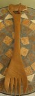 Wood Fork Carved with Animal at Top/Tribal Theme/Wild Boar?