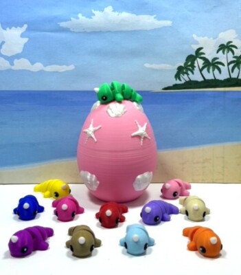 12pcs 3D Printed Articulated Baby Narwhal, Tiny Sea Animals, Cute Fidget Toys