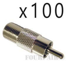 100 Pack Lot RCA Male Plug to F Female Coax Jack Adapter Connector Coupler RG59