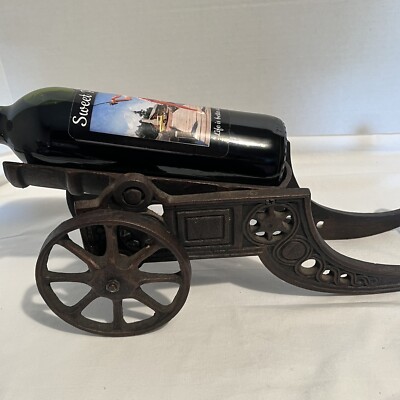 Cast Iron Cannon Wine Bottle Caddy