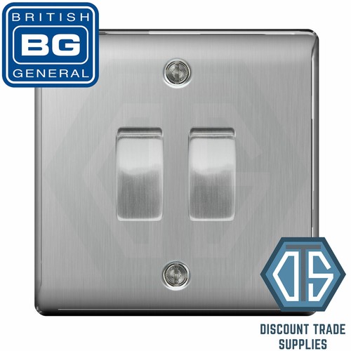 BG Nexus Brushed Steel Switches & Sockets Full Range Satin Chrome Grey Inserts - Picture 35 of 91