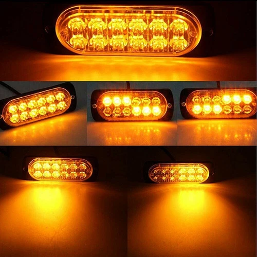 4X Amber/red12 LED Car Truck Beacon Warning Hazard Flash Strobe Light - Picture 6 of 23