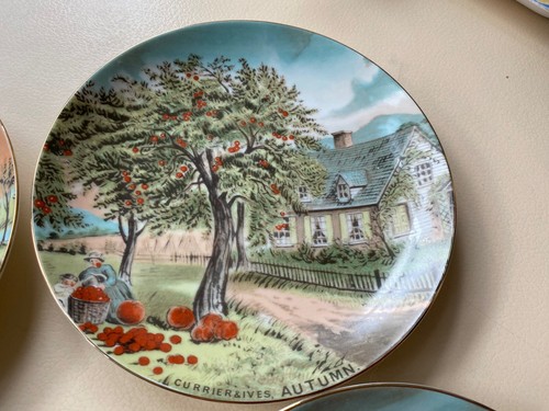 Bond CURRIER & IVES Four plates Vintage 1986 Summer Autumn Winter & Summer - Picture 3 of 15