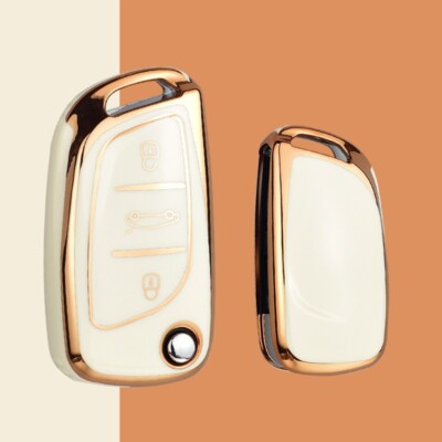 Fernbedienung Autoschlüssel TPU 3 Tasten Auto Klappschlüssel Hülle Full Cover für Peugeot WEISS