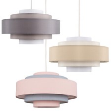 35cm Tiered Ceiling Pendant Light Shade Easy Fit Fabric Lampshade LED Bulb Lamp