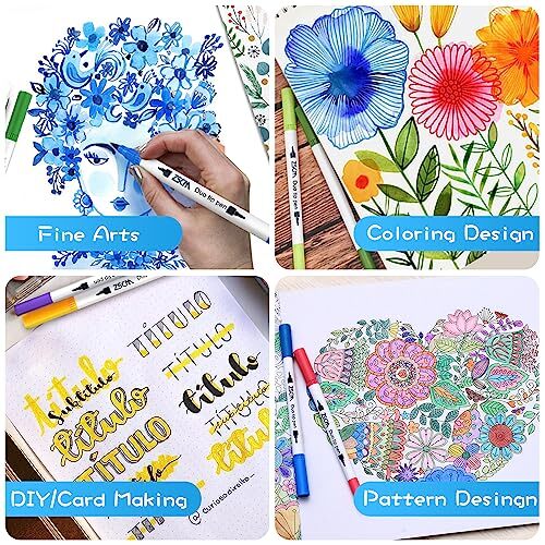 Duo Tip Brush Markers Pens, ZSCM Colored Pens Watercolor Art Markers 100 Colors - Picture 6 of 7