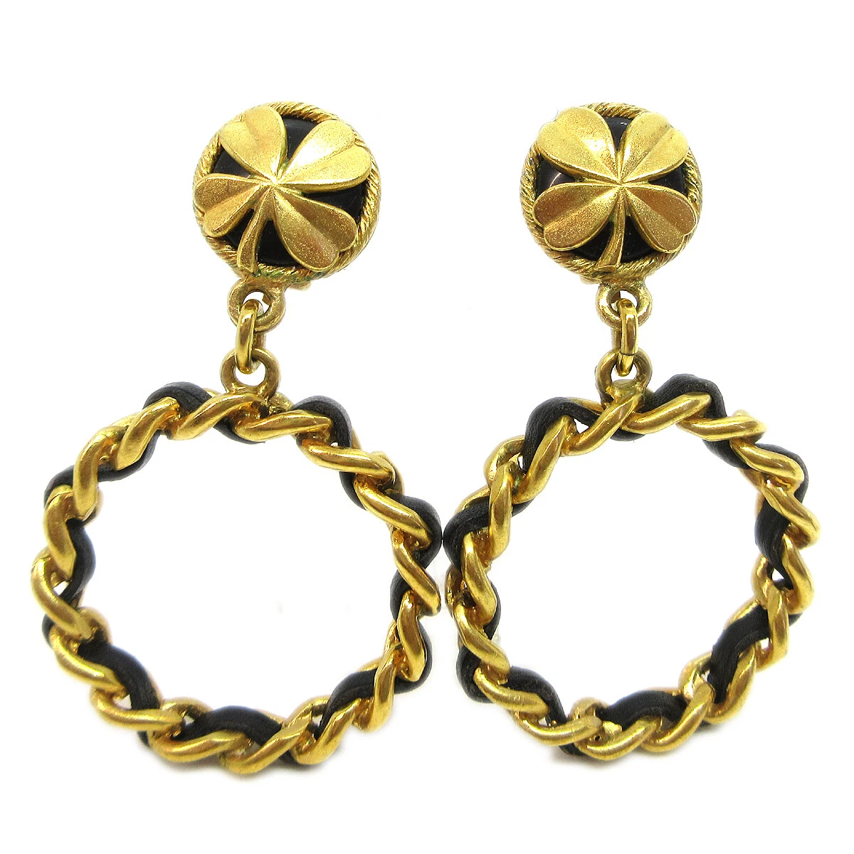 Chanel logo on sale hoop earrings