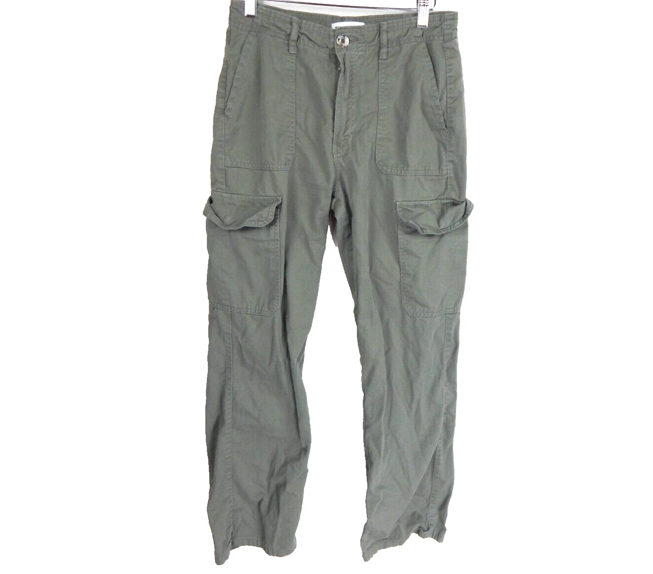 Zara Women's 4 Pants Green Cargo Straight Leg High Rise Relaxed Gorpcore