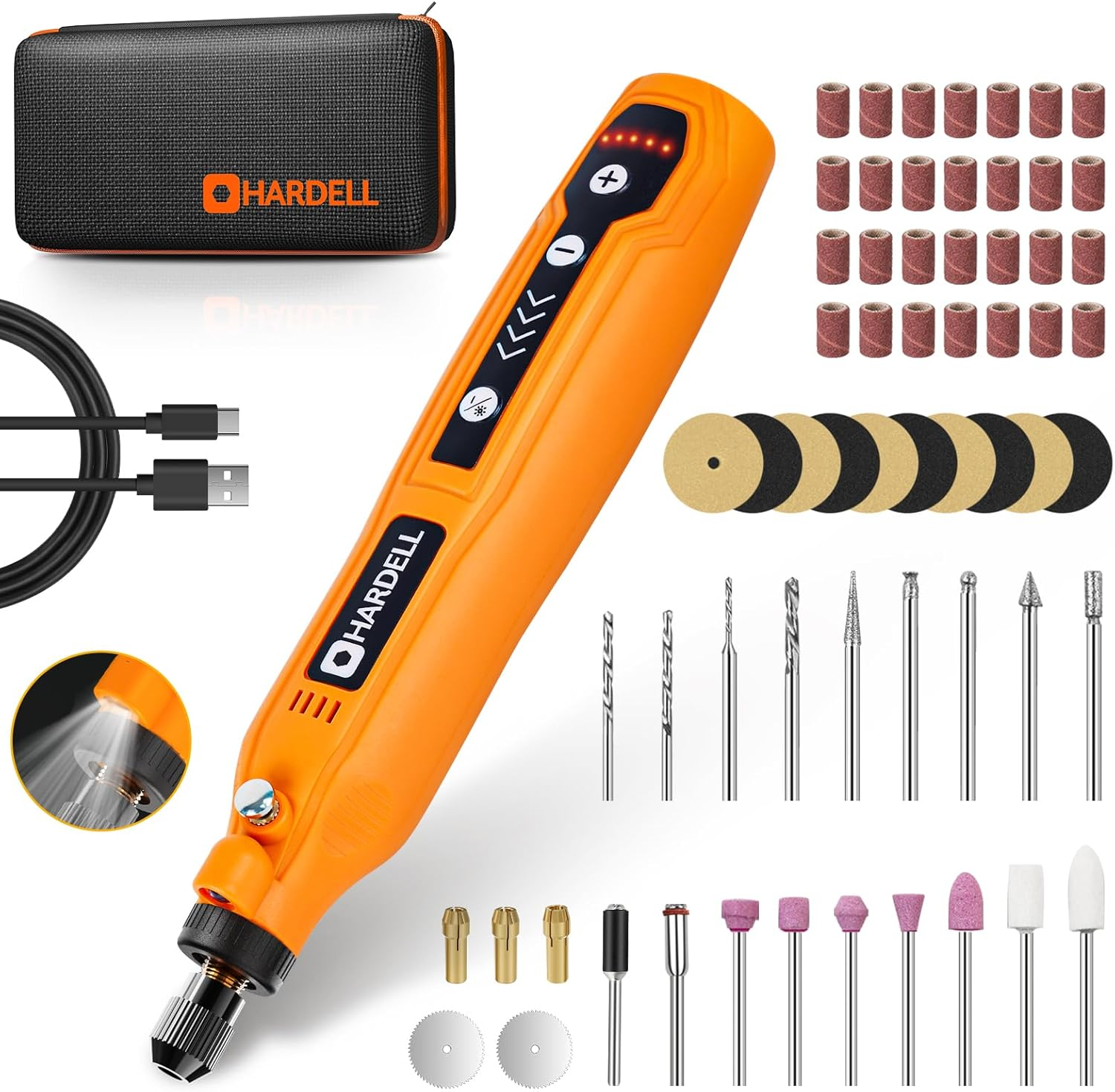 Mini Cordless Rotary Tool Kit, 5-Speed and USB Charging with 61 Accessories, Mul