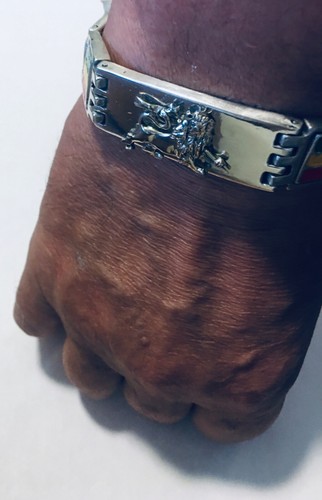 Brazalete de plata esterlina de identificación del León de Judá de oro 10k hecho artesanal - Imagen 3 de 7