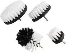 4 Piece White Soft Bristle Cleaning Brush Attachment Set - 1/4 Hex Drive