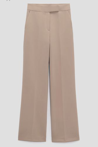 Zara Camel Ecru M Trouser Straight Tailored Full Length Pockets Office Career - 第 8/13 張圖片