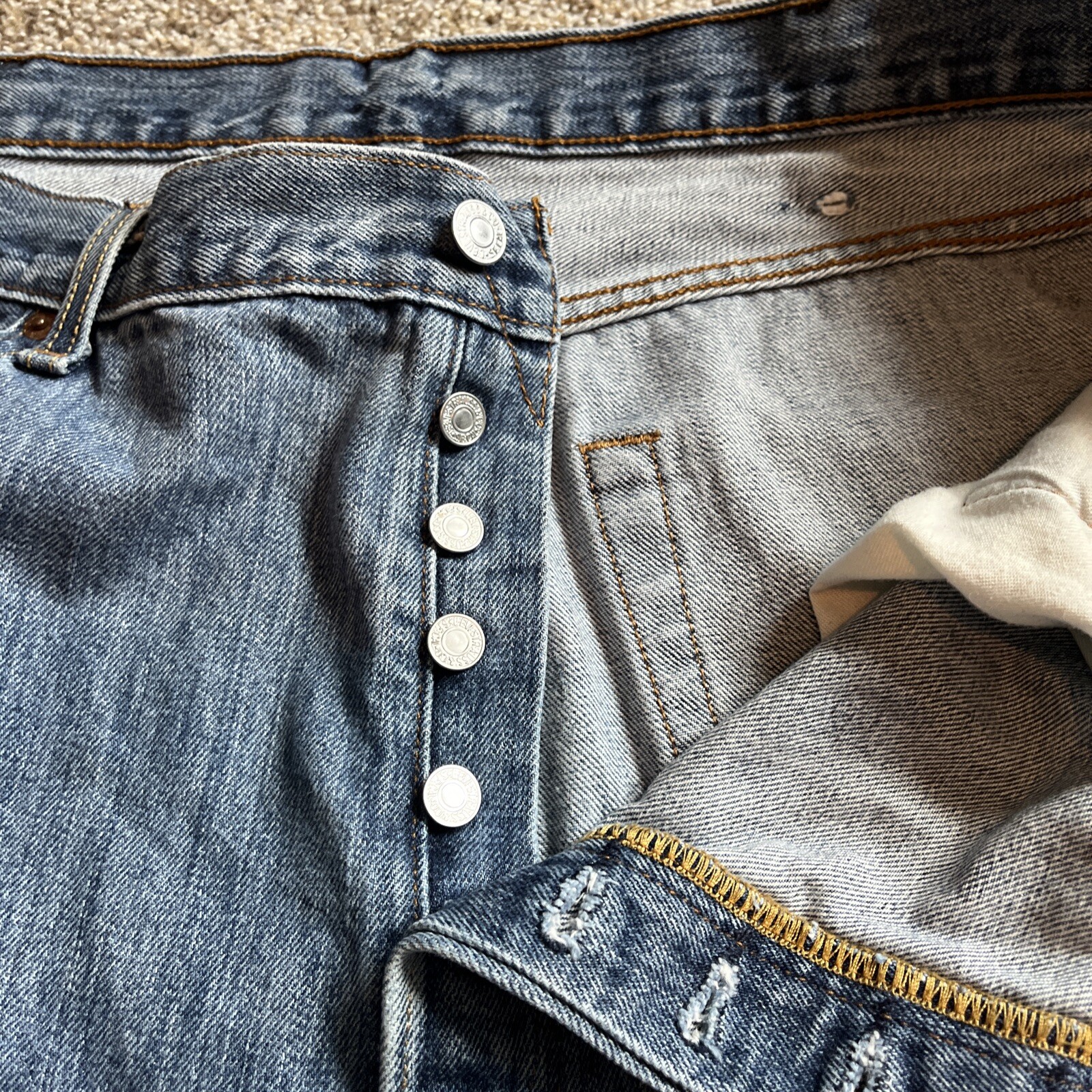 Levis 501xx Button Fly Denim Jeans Size 40x32 Actual 39 X 31 - View 3