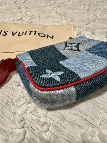 Louis Vuitton Patchwork Denim Micro Pochette Accessories Excellent/ W Dustbag - Picture 2 of 11