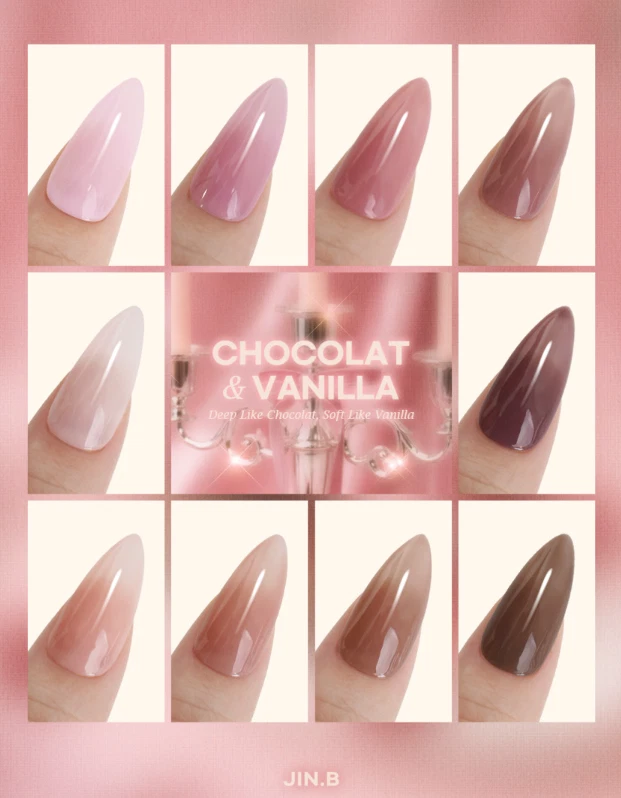 JIN.B Ivy Syrup Gel Chocolate & Vanilla 10 Colors Set Nail Gel Made in Korea