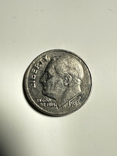 1986 P Roosevelt Groschen mit Off-Center Strike Error