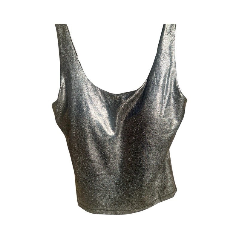NWT Idealogy Silver Metallic Sleeveless Tank Top Size Medium 