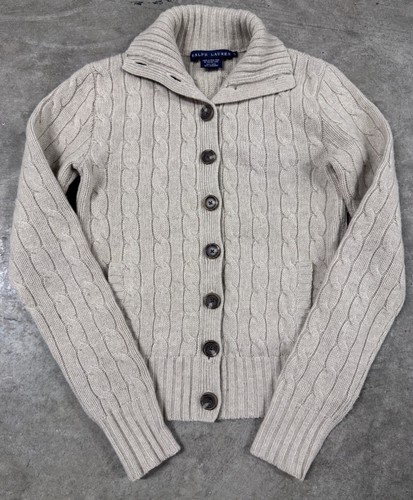 Lauren Ralph Lauren Cable Knit Cardigan Sweater Women’s Xs/Sm Wool / Cashmere