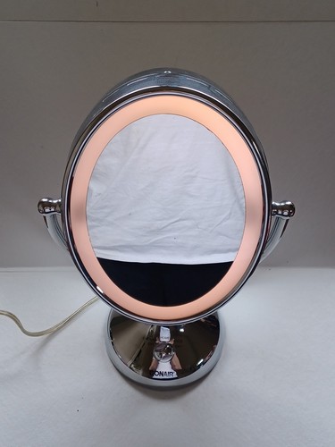 Conair Double Sided Silver Magnifying Lighted Makeup Mirror. Model BE18LC. - Picture 4 of 6