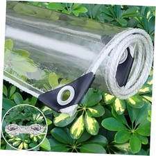 Clear Tarp - 14 Mil Clear PVC Tarps with Grommets, Heavy Duty 4x10 FT