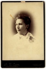 Cabinet Card Circa 1880s A.E. Lyon Gorgeous Lady In Dress Saginaw Michigan