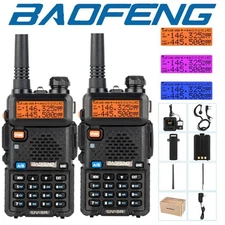 2 x Baofeng UV-5R Dual Band UHF/VHF Radio RF FM Ham 2 Way Radio Walkie Talkie