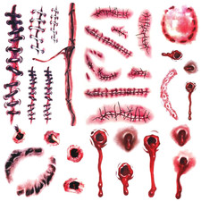 Halloween Decorations, 32PCS Halloween Tattoos Stickers, Scary Zombie Makeup, Re
