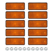 10 Pcs Rectangle Rear Reflectors Warning Reflector with M5 Screw Yellow