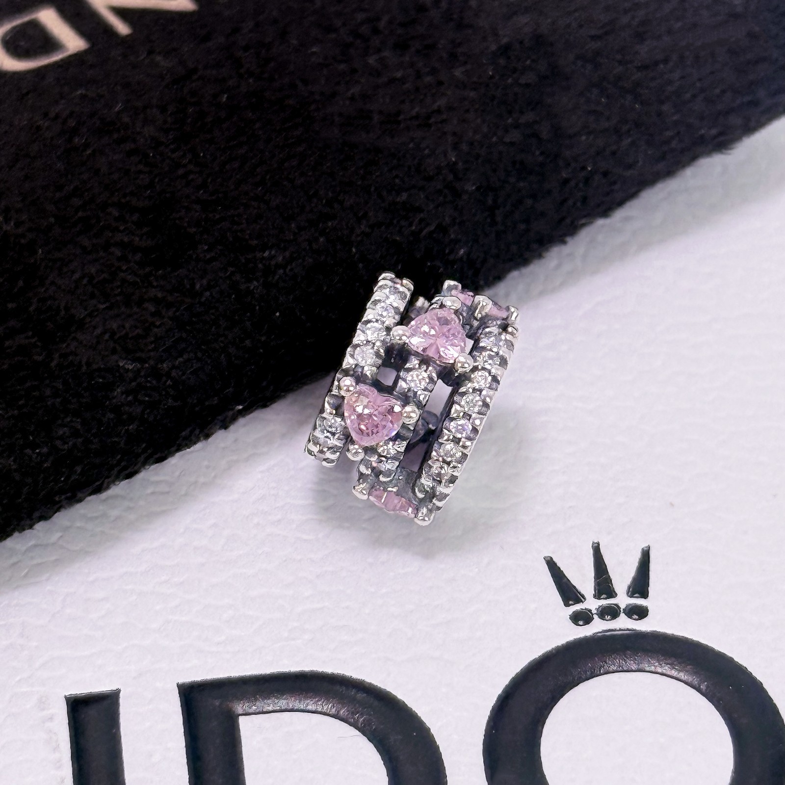 PANDORA Sparkling Triple Halo Hearts Charm, #791161C01, Valentine's Day Gift