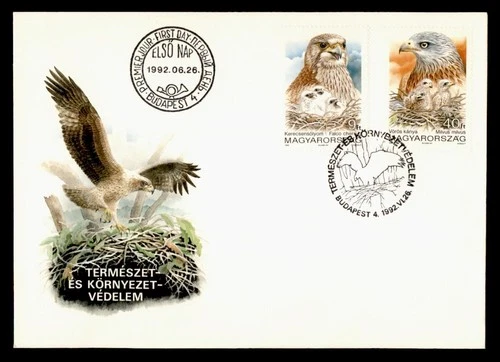 DR WHO 1992 HUNGARY FDC BIRD EAGLE COMBO M72757