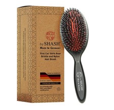 Handmade Nylon Boar Bristle Brush for Normal to Thick Hair - Gentle Detangling,