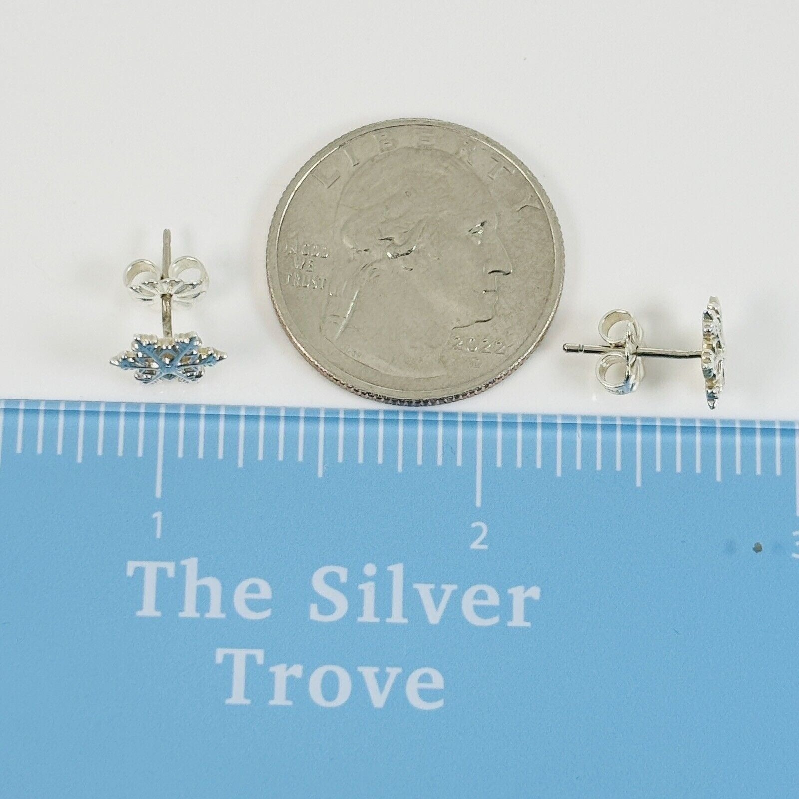 RARE Tiffany Mini Snowflake Stud Earrings in Sterling Silver Holiday Snow image 6